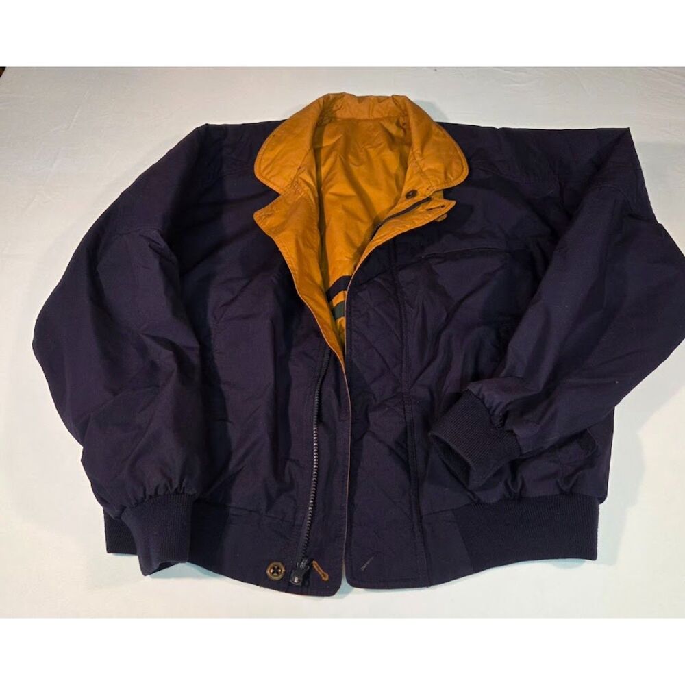 Vintage Members Only Reversible Jacket XL Navy Gold Bomber 80s Retro